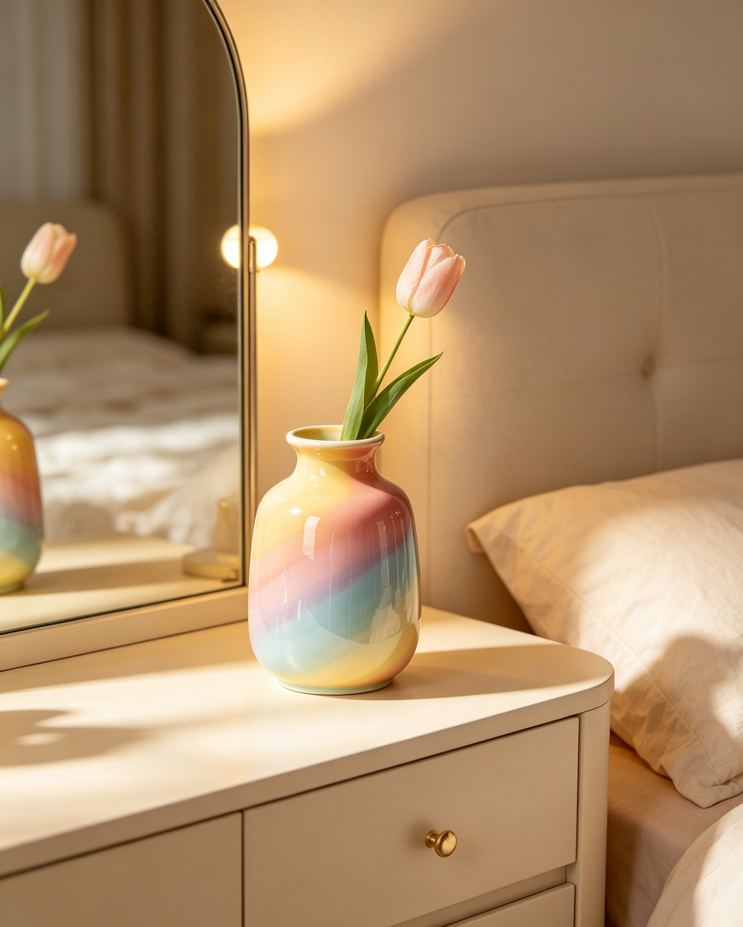 Rainbow Gradient Glaze Ceramic Vase