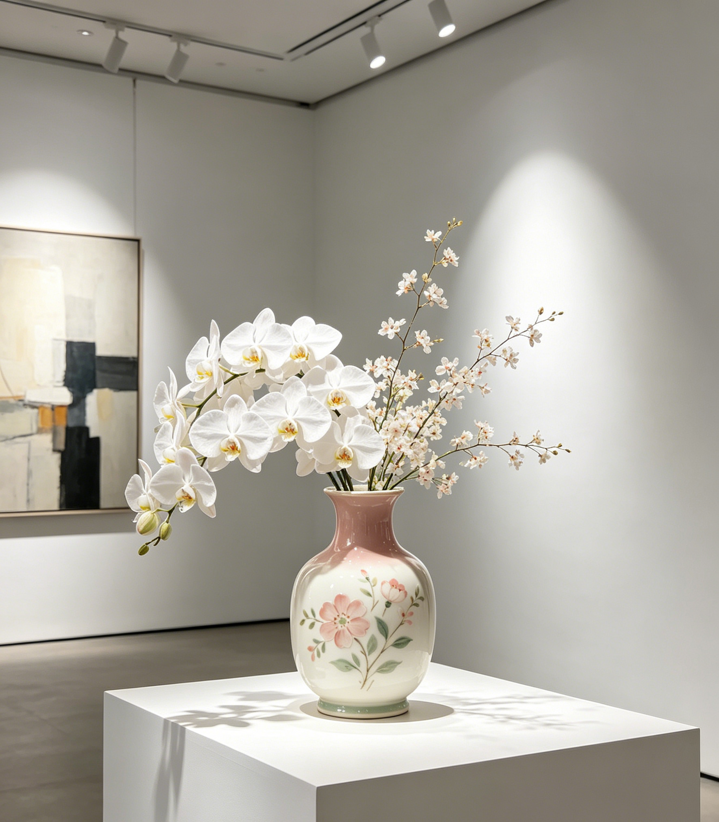 Hand-Painted Embossed Floral Ceramic Vase