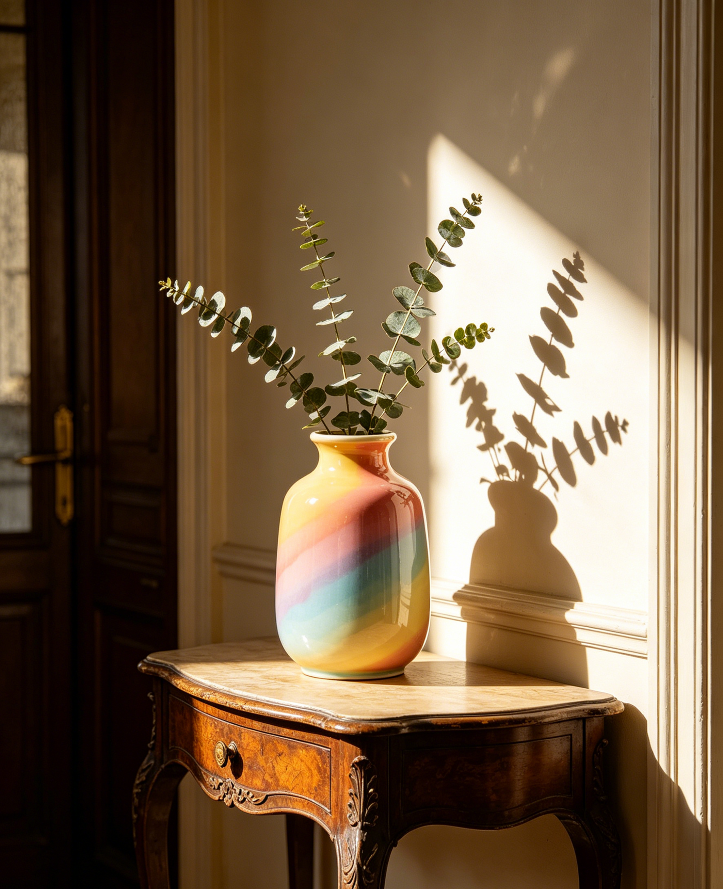 Rainbow Gradient Glaze Ceramic Vase