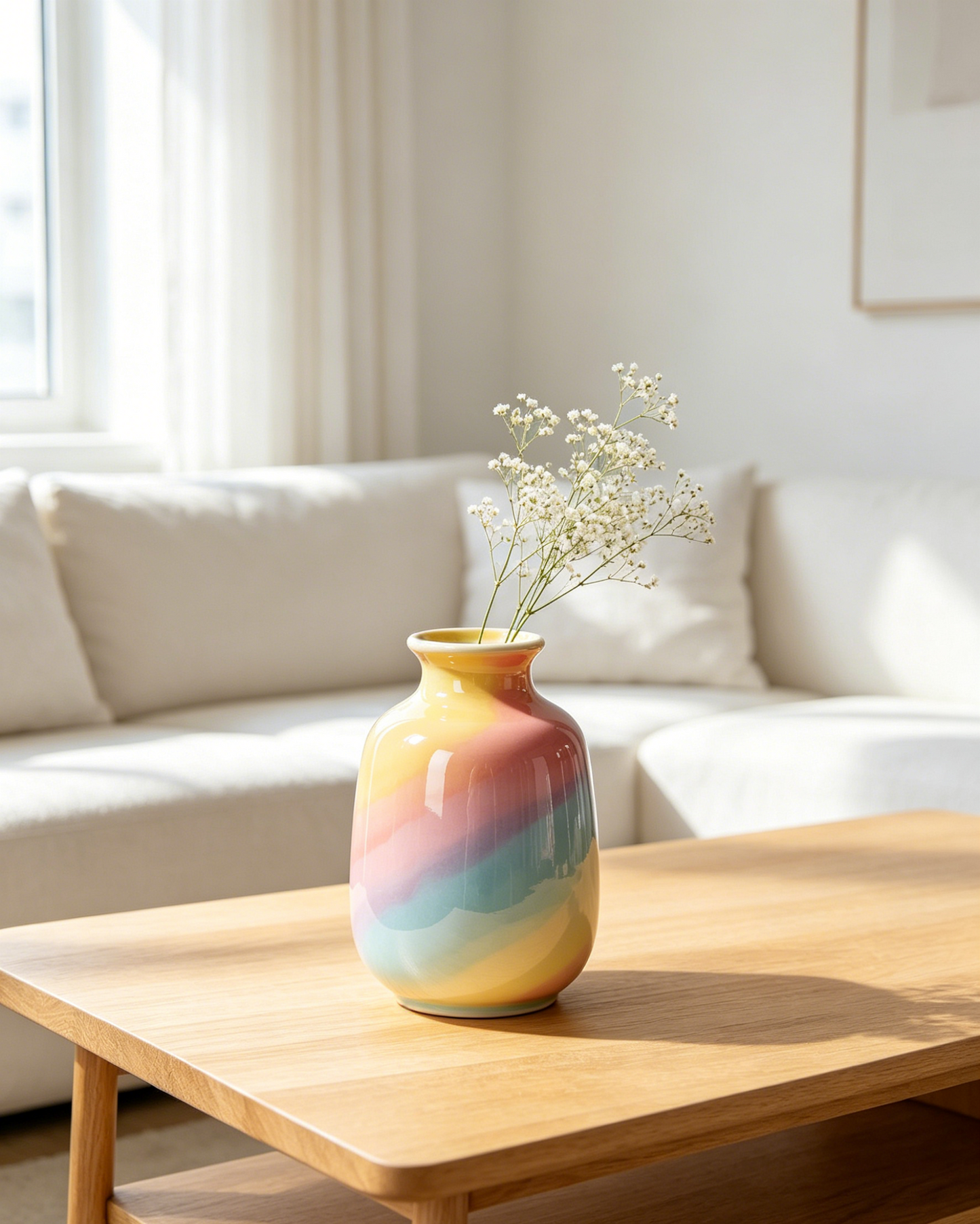 Rainbow Gradient Glaze Ceramic Vase