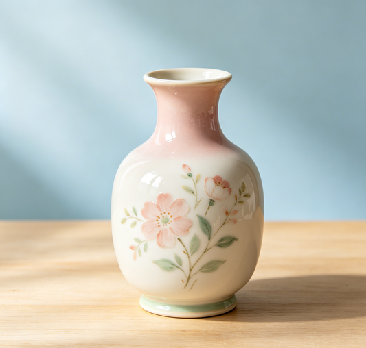 Hand-Painted Embossed Floral Ceramic Vase