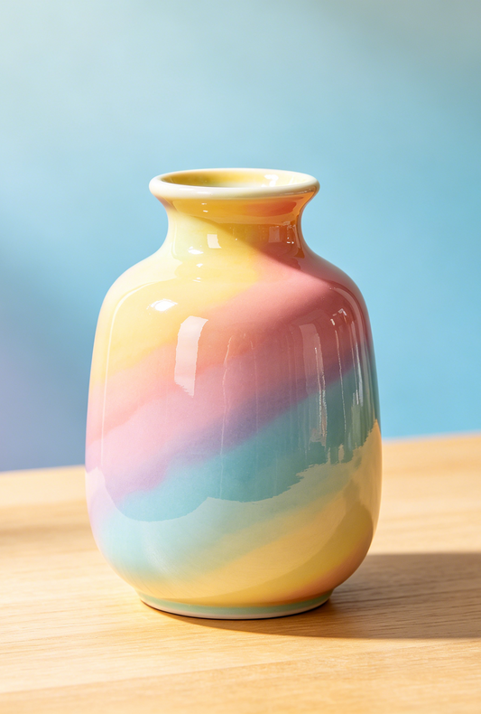 Rainbow Gradient Glaze Ceramic Vase